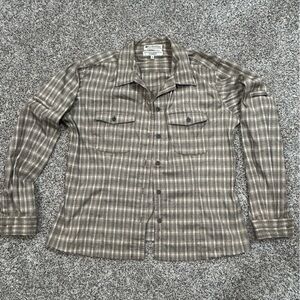 Columbia Plaid Button Down Shirt - Gray and Cream